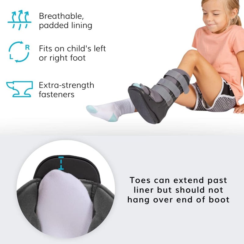 BraceAbility Pediatric Walking Boot - Children's Medical Walker Orthopedic CAM Support Shoe for Youth Ankle Break Injury, Kid's Stress Metatarsal Bone Fracture, Broken Foot or Toe Recovery Cast (M) - Image 4